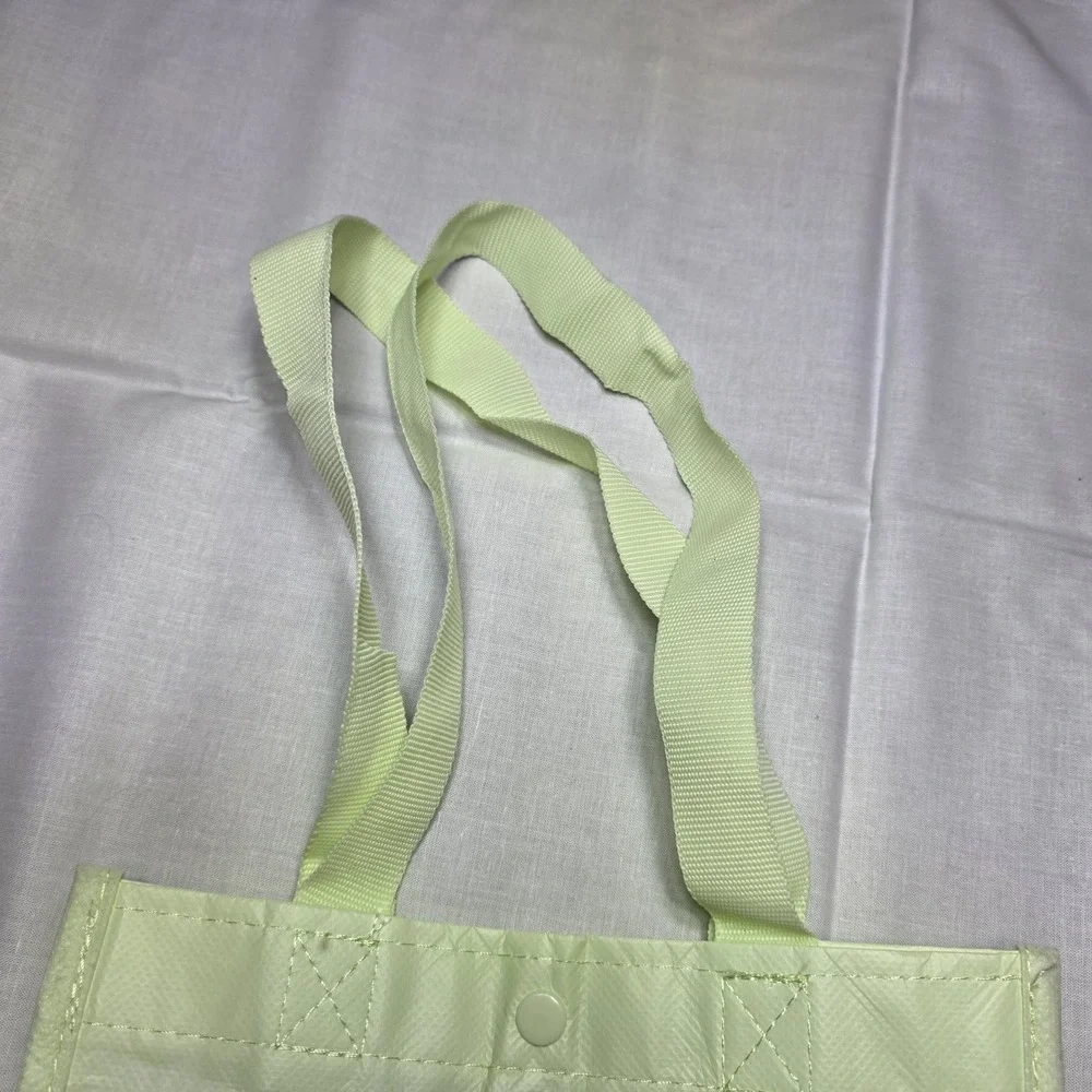Lululemon Recycled Shopping Tote Reusable Bag ‎ lime green snap Small 12